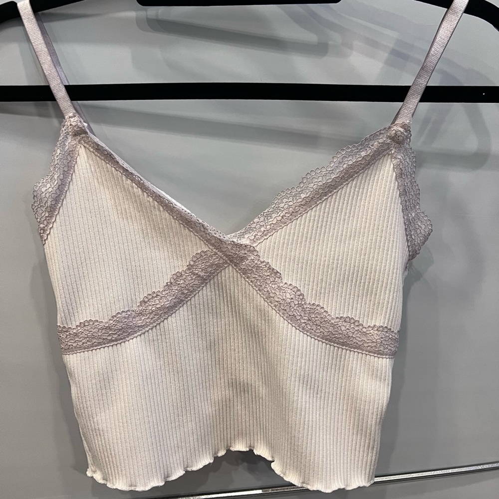 Off white cropped lace cami